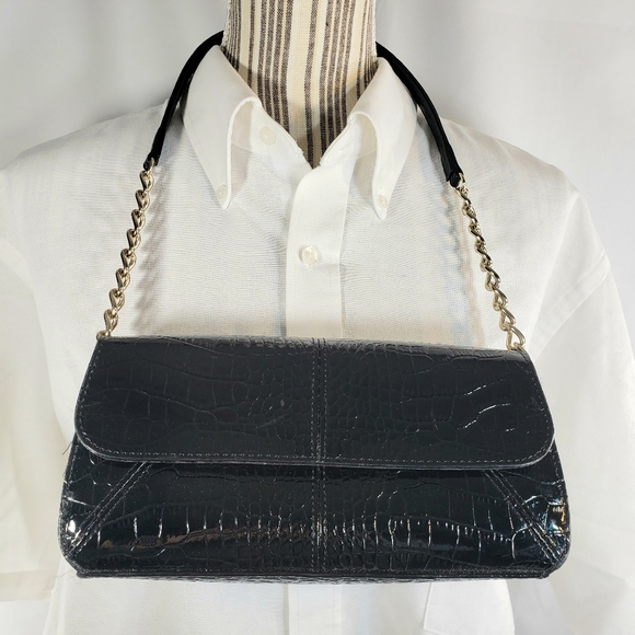 Liz Claiborne Handbags - Liz Claiborne Croc Embossed Black Shoulder Bag